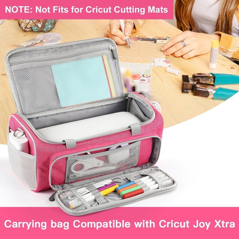 LEFORZ Carrying Case Compatible with Cricut Joy Xtra Smart Cutting Machine(13.7''L x 6.2''W x 5.9''H),Protable Storage Bag with Shoulder Strap Fits for Cricut Joy Xtra Accessories,Cricut Tools,Rose Red - Image 2